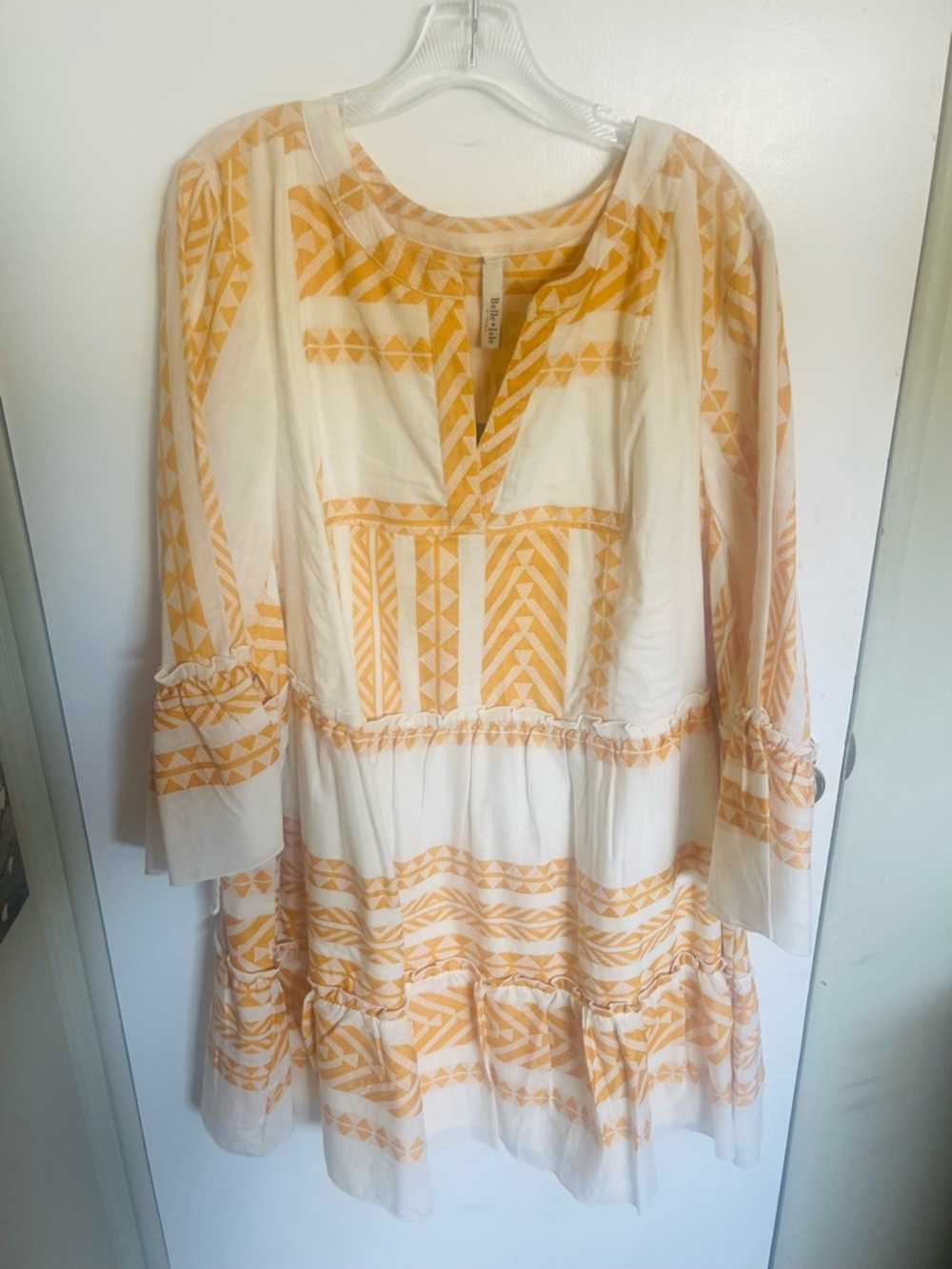 torrid Cream Tunic Dress with Yellow Geometric Print